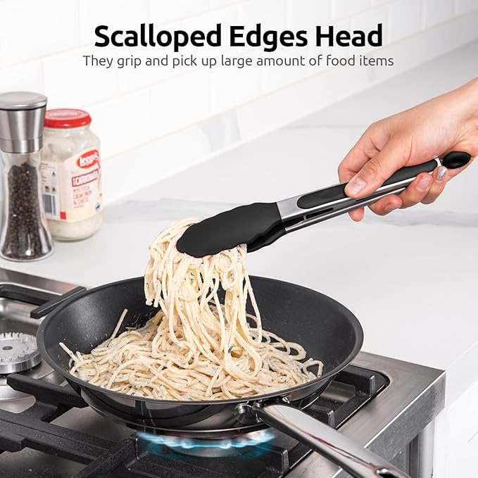 600ºF Heat Resistant Kitchen Tongs: U-Taste 9 inch Silicone Cooking Tong - Image 4