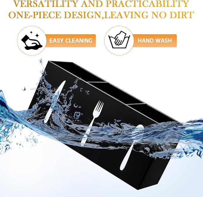 Suzile Acrylic Cutlery Storage Organizer Bin Silverware Caddy Countertop Knife - Image 3