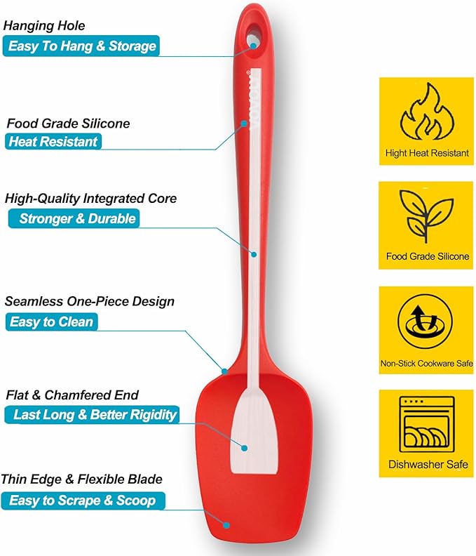 Silicone Spatula Set, High Heat Resistan Rubber Spoon Spatula, Non-Stick - Image 2