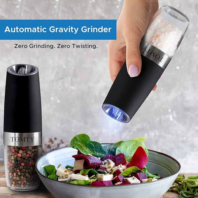 Gravity Electric Salt and Pepper Grinder Set White Elephant Gifts - Image 6