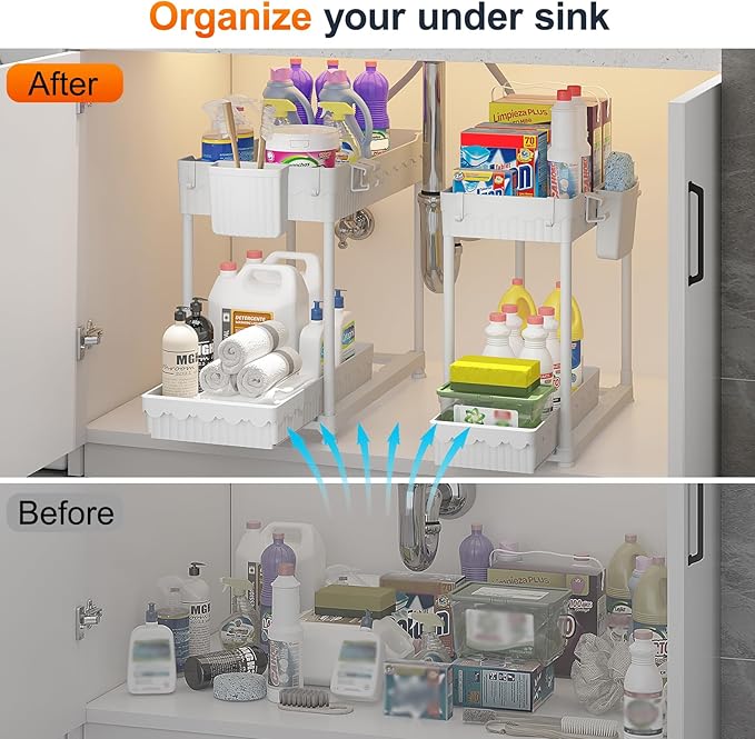 Sevenblue Under Sink Organizer, Bathroom Organizers and Storage, 2 Tier - Image 3