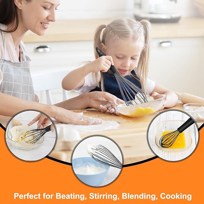 HOTEC 4 Pieces Silicone Whisks Set, Wire Balloon Whisks Egg Beater, Non-slip - Image 4