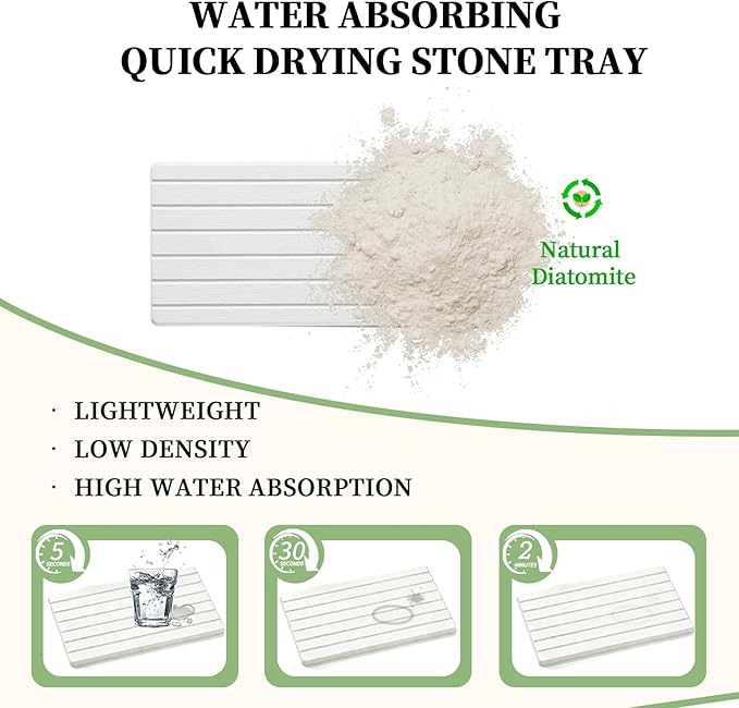2 PCS Water Absorbing Diatomite Coasters, Stone Drying Mat - Image 4