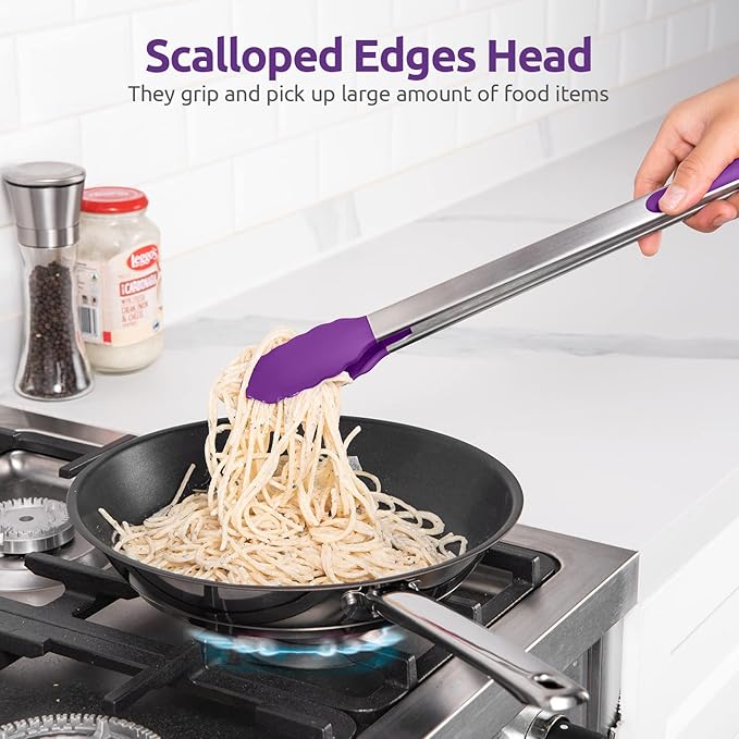 600ºF Heat Resistant Kitchen Tongs: U-Taste 16 inch Extra Long Large Silicone - Image 4