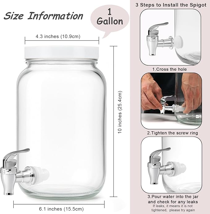 1 Gallon Large Glass Drink Dispensers - Image 5
