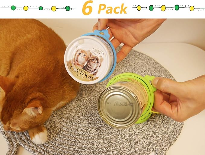 Comtim Pet Can Covers/6 Pack Silicone Dog Cat Food Can Lids/Universal Size Fit - Image 2