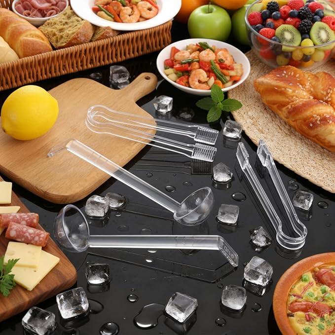 6 Pieces Plastic Serving Utensils Set Including 3 Pcs 1 oz Small Ladle and 3 - Image 4