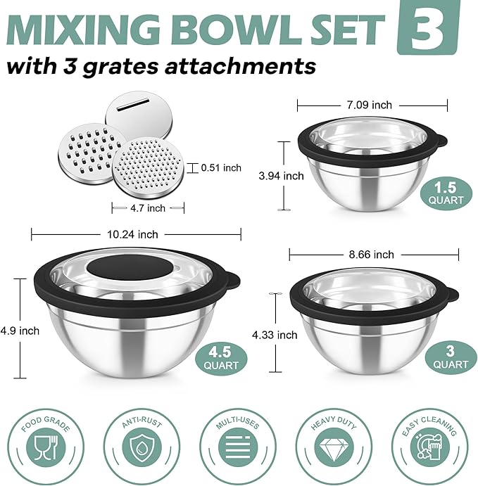 TeamFar Mixing Bowls, For Kitchen Mixing/Baking/Storing/Prepping, Visible & - Image 2