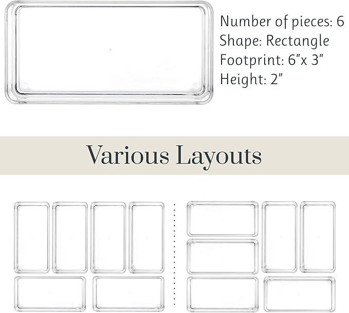 STORi SimpleSort 6-Piece Stackable Clear Drawer Organizer Set | 6" x 3" x 2" - Image 5