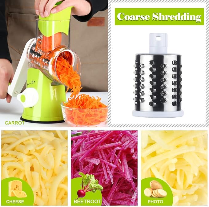 Ourokhome Rotary Cheese Grater Hand Crank, Kitchen Shredder Speed Mandolin - Image 3