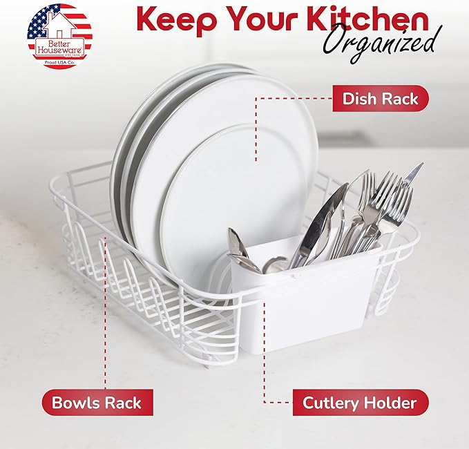 Better Houseware Dish Drying Rack, Space-Saving Dish Drainer Rack - Image 2