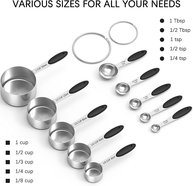 TILUCK Measuring Cups and Spoons Set, Stainless Steel, Kitchen Utensils - Image 2
