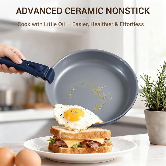 Ammeloo 18-Piece Ceramic Pots and Pans Set Non Stick, Non Toxic Cookware Set - Image 3