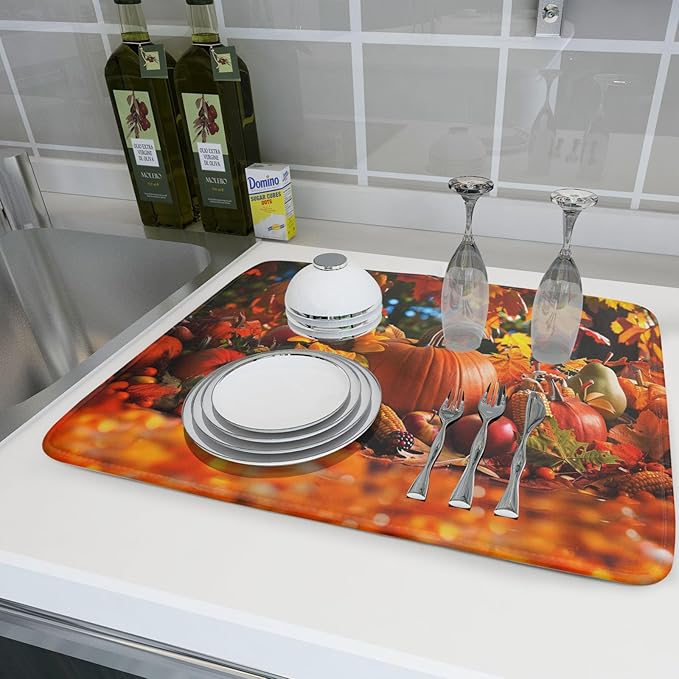 Fall Harvest Pumpkin Dish Drying Mat - Image 6