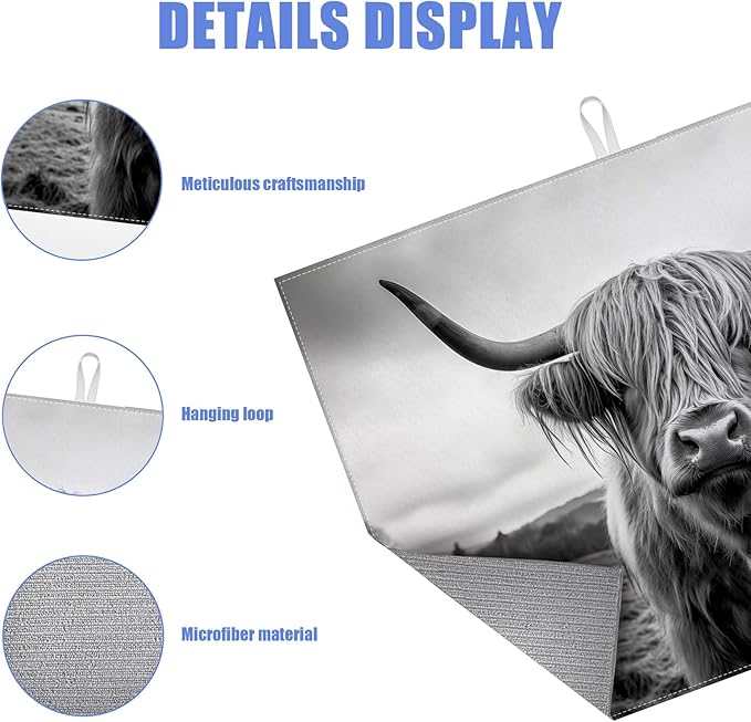 Highland Cow Dish Drying Mat for Kitchen Counter Drying Pad Absorbent - Image 3