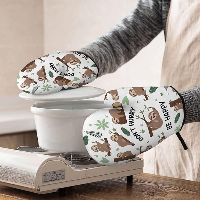 Sloth Gifts for Women, Funny Sloth Oven Mitt & Pot Holder Set, Heat Resistant - Image 7