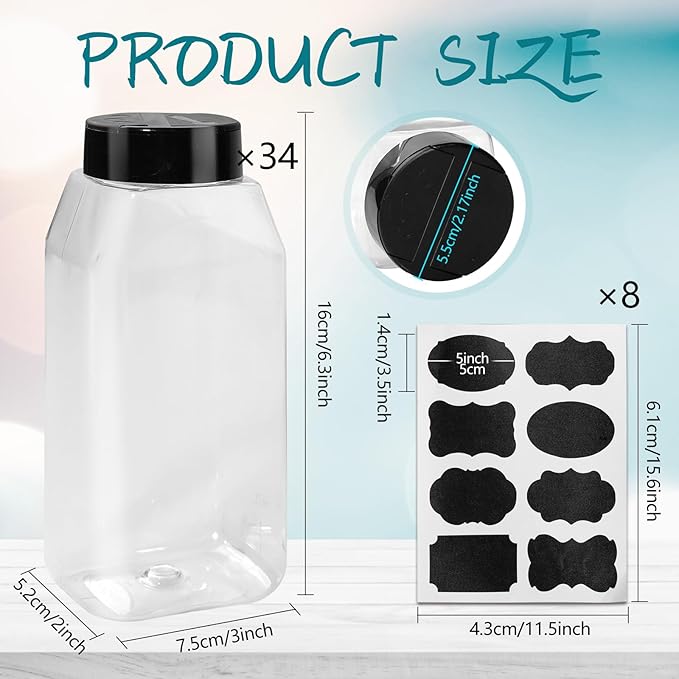 34 Pack 16 oz Plastic Spice Jars - Image 2