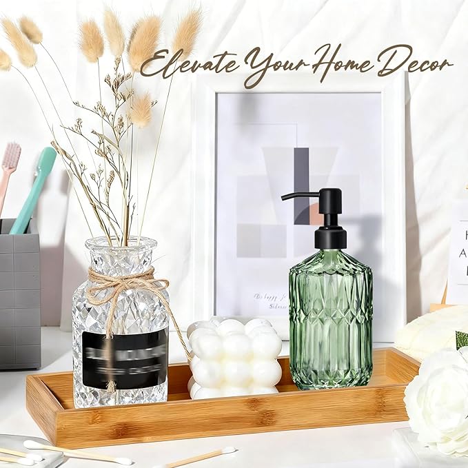 COHOSEGE 17 Oz Green Glass Kitchen Soap Dispenser - Image 9