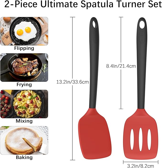 Coukre 2 Pack Silicone Spatula Set, High Heat Resistant, BPA Free Kitchen - Image 6