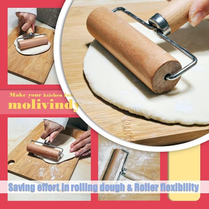 Small Rolling Pin, Wooden Dough Roller, Non-Stick Pizza Roller, Dough Baker - Image 5