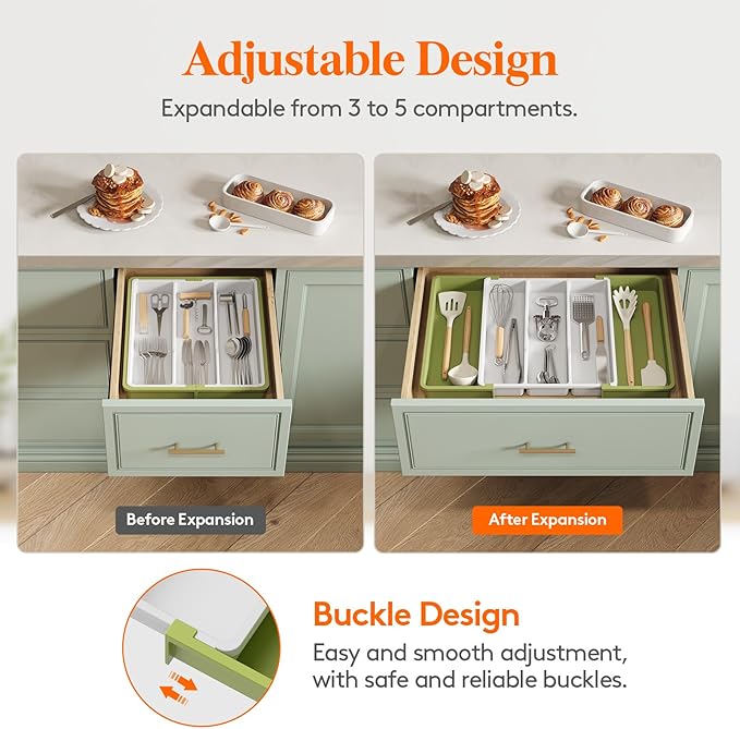 Lifewit Utensil Organizer for Kitchen Drawers, Expandable Cooking Utensil Tray - Image 4