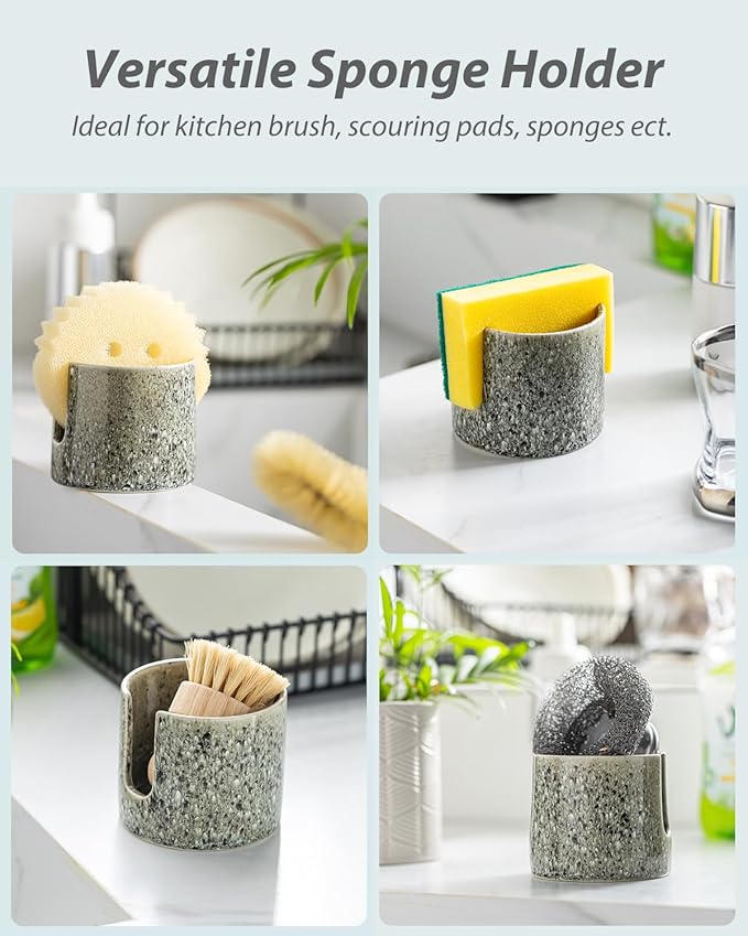 Zoeeker Kitchen Sponge Holder, Ceramic Dish Sponge Holder Scrubby Daddy - Image 4