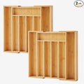 2-Piece Bamboo Silverware Organizer, Expandable Kitchen Drawer Organizer by oridom