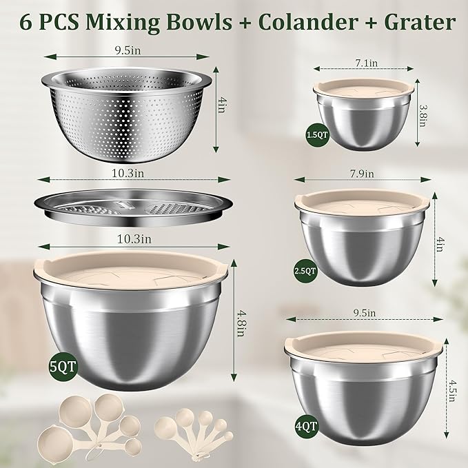 Mixing Bowls with Lids Set, Nesting Storage Bowls - Image 8