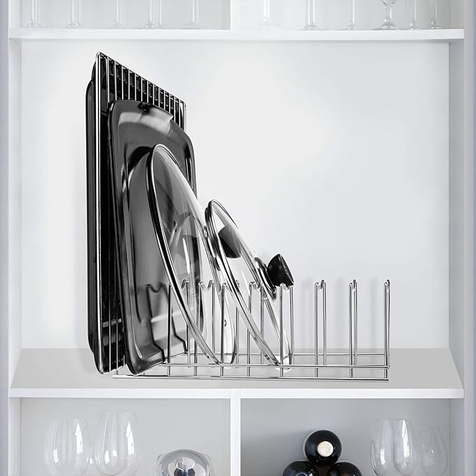 Pot Lid Organizer, Kitchen Pot Lid Rack Holder, Rest Cutting Board, Baking Sheet - Image 6