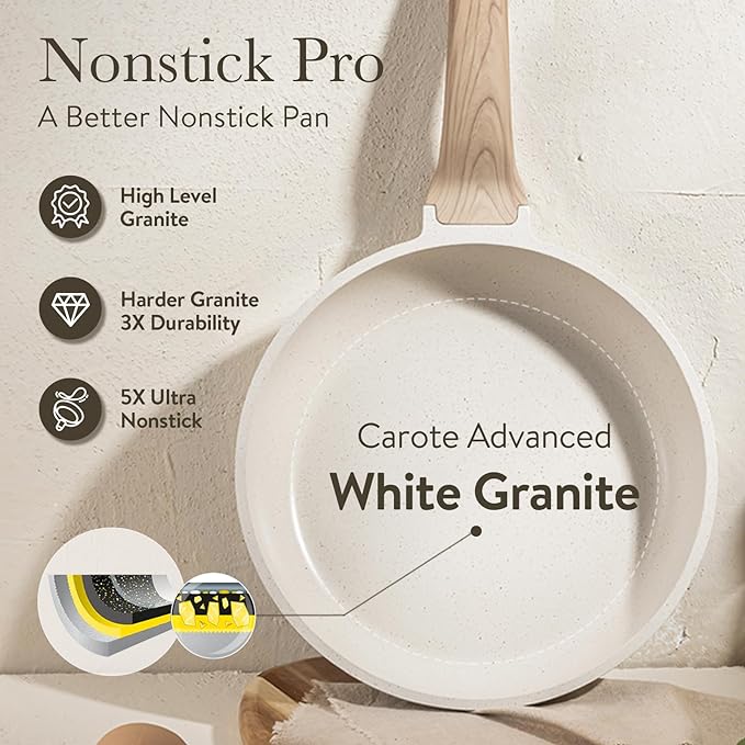 CAROTE 14 Pcs Pots and Pans Set Nonstick, Cookware Set Kitchen Cooking Set - Image 8