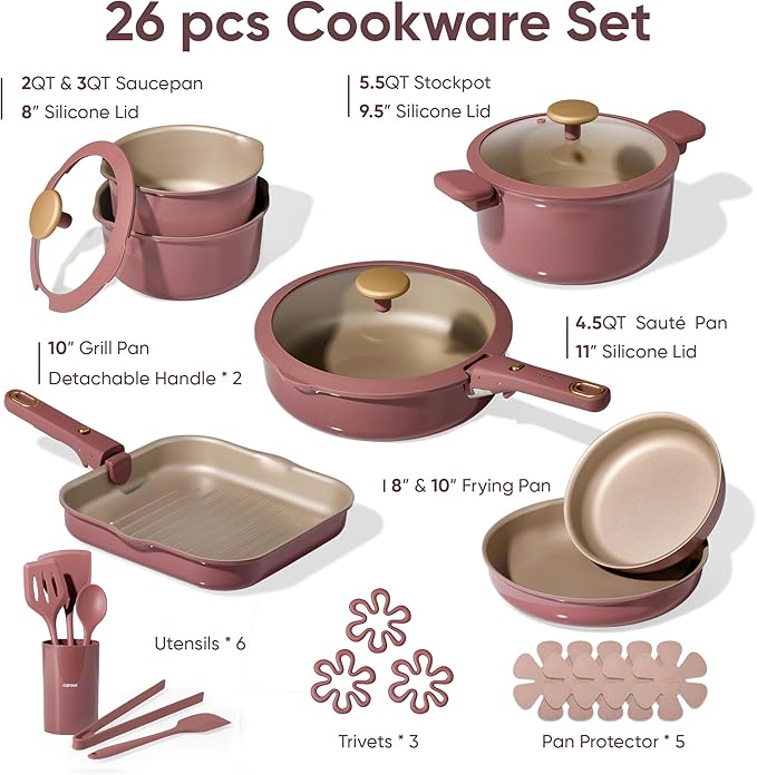 CAROTE 26 Pcs Pots and Pans Set, Nonstick Cookware Sets - Image 2