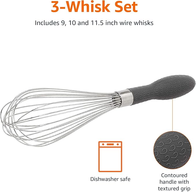 Amazon Basics Stainless Steel Wire Whisk Set - Image 5
