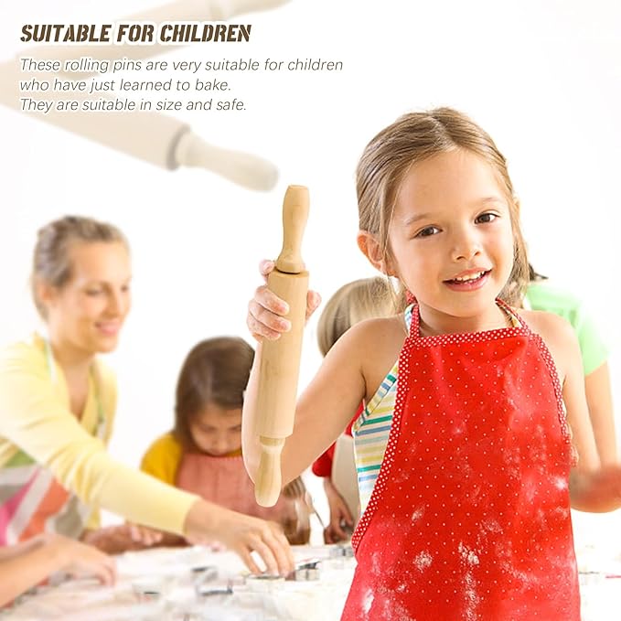 BILLIOTEAM 6 Pack 8 Inch Mini Wood Rolling Pin, Small Wooden Rollers - Image 3
