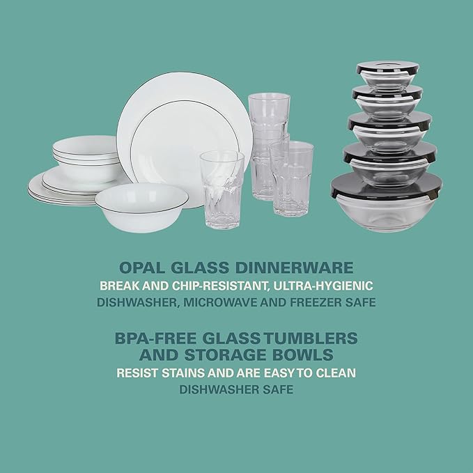 Gibson Home 74 Piece Kitchen in a Box Pots and Pans Cookware, Plates and Bowls - Image 8