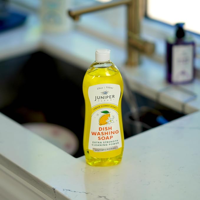Juniper CLEAN, Dish Soap, Lemon Apple Scent, Liquid Dish Washing Soap Squeeze Bottle 25 Fl Oz (Pack of 6)