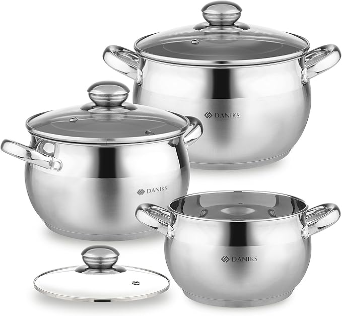 Daniks Classic 6-Piece Stainless Steel Cookware Set by Daniks