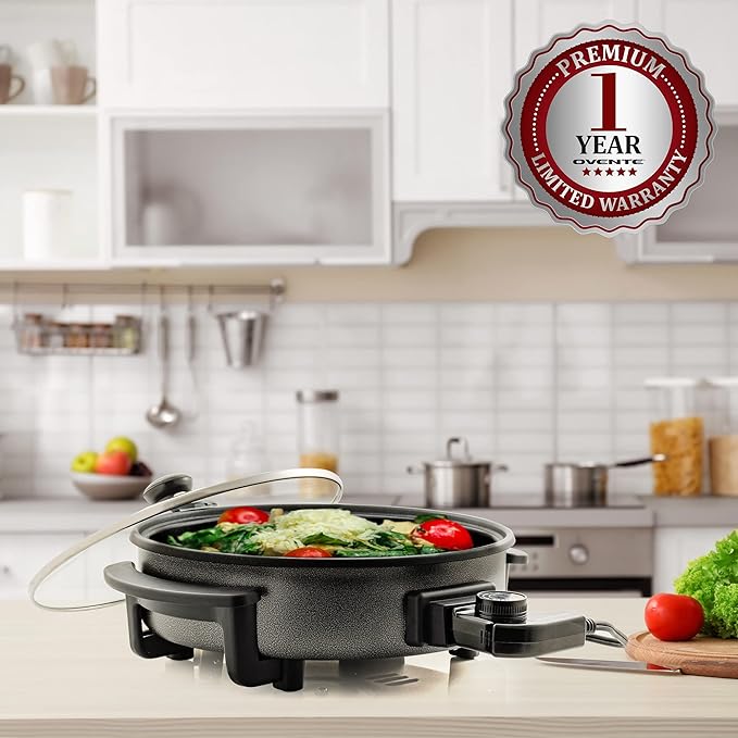 OVENTE 11.5-Inch Electric Skillet & Frying Pan, 1400W Nonstick Cooking Pan - Image 8