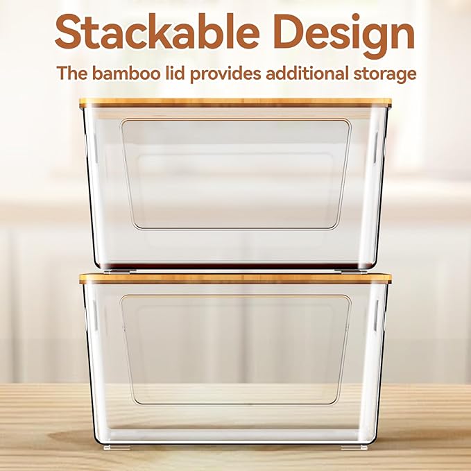 spospo Trash Bag Holder with Bamboo Lid, Stackable Trash Bag Dispenser - Image 5