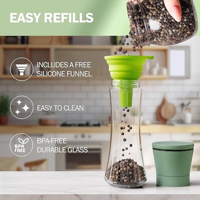 Home EC Premium Green Sea Salt and Pepper Grinder Set of 2 - Image 3
