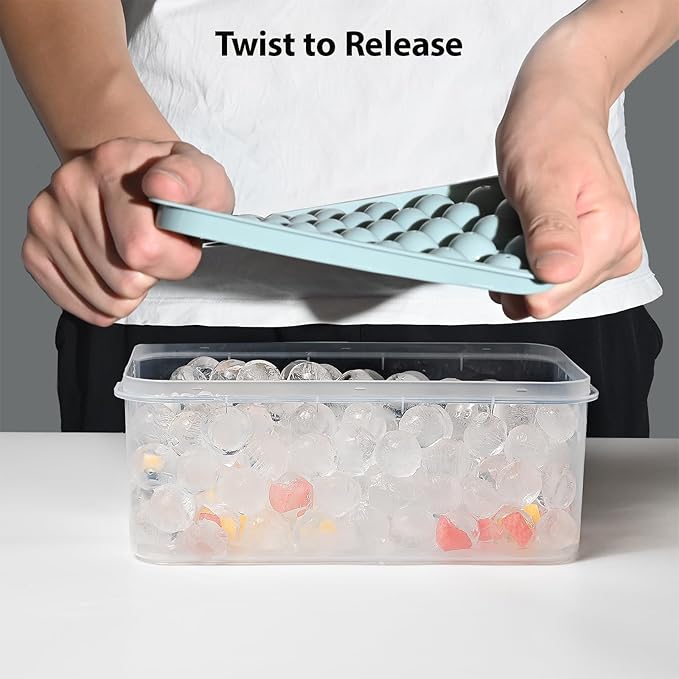 Ice Cube Trays with Lid and Bin, 0.8 IN Small Round Ice Cube Mold - Image 6