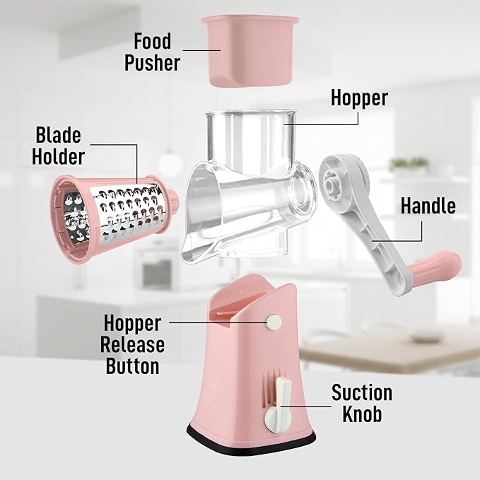 Zulay Kitchen Rotary Cheese Grater 5 Blade Cheese Shredder - Image 8