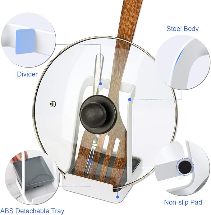 NiHome Versatile Pot Lid Ladle Holder Multipurpose Spatula Pad Book Cutting - Image 3