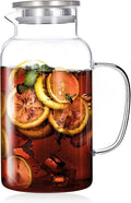 Glass Water Pitcher with Lid and Spout, 1 Gallon Heat Resistant Borosilicate by Vekonn