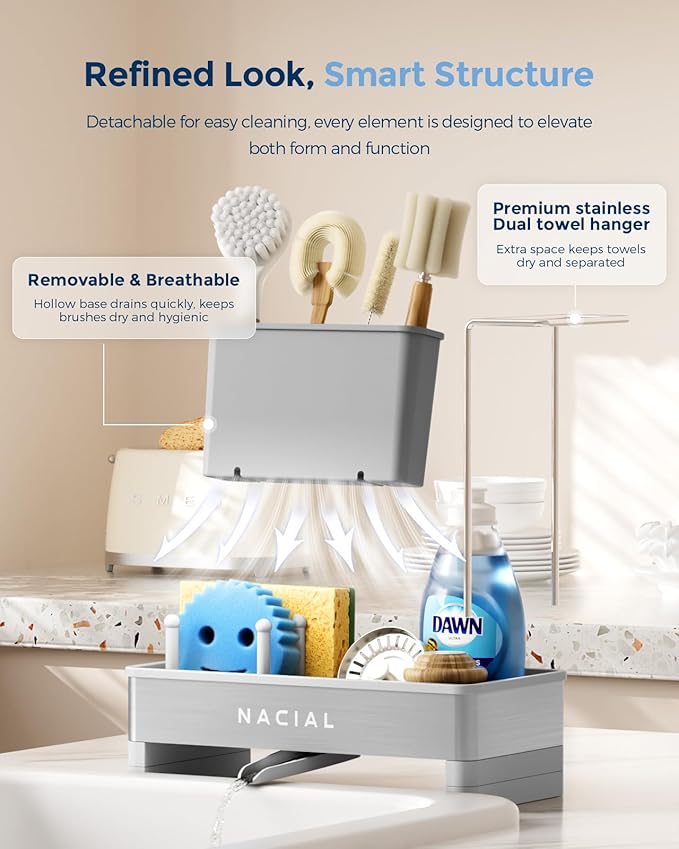 Nacial Sponge Holder for Kitchen Sink, Sink Caddy Organizer - Image 7