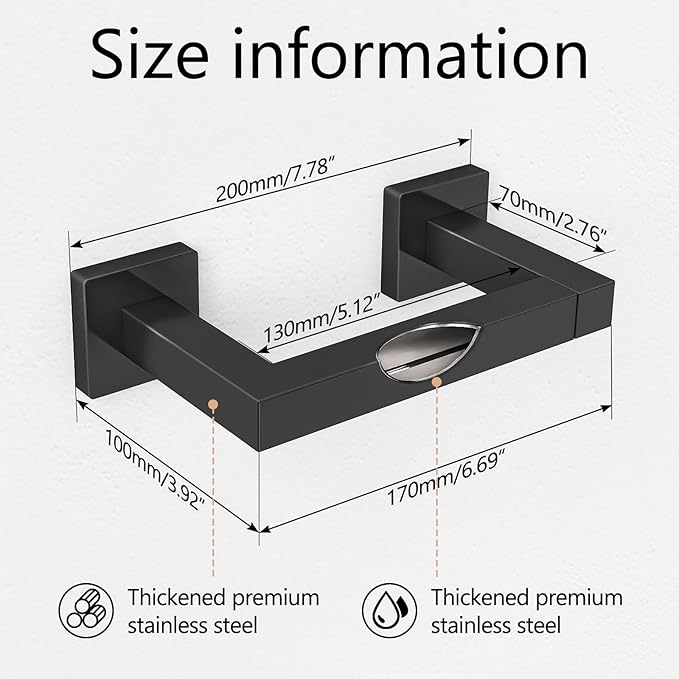 FEILERN Toilet Paper Holder, Wall Mounted Post Pivoting Square Tissue Holders - Image 3