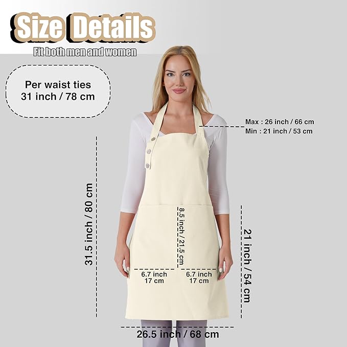 TOSHE Kitchen Apron Waterdrop Resistant Cotton Apron - Image 5