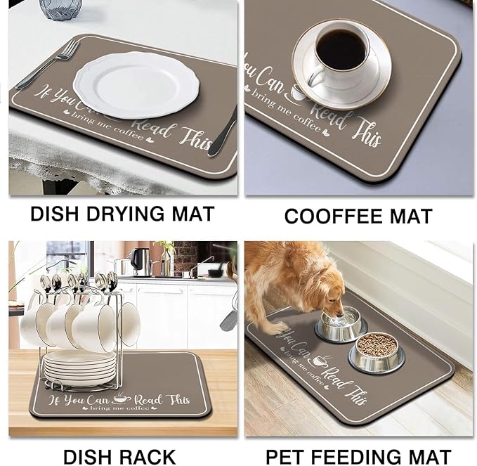 Coffee Bar Mat for Countertops 18inx24in, Absorbent Hide Stain Anti-Slip Cafe - Image 8