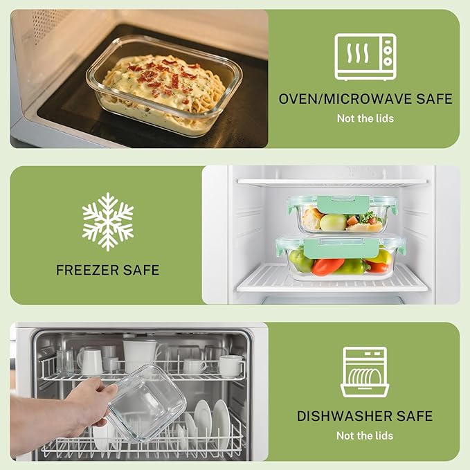 HOMBERKING 8 Pack Glass Food Storage Containers - Image 4
