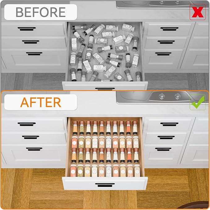 Yieach 8 Pack Adjustable In Drawer Spice Organizer - Image 6