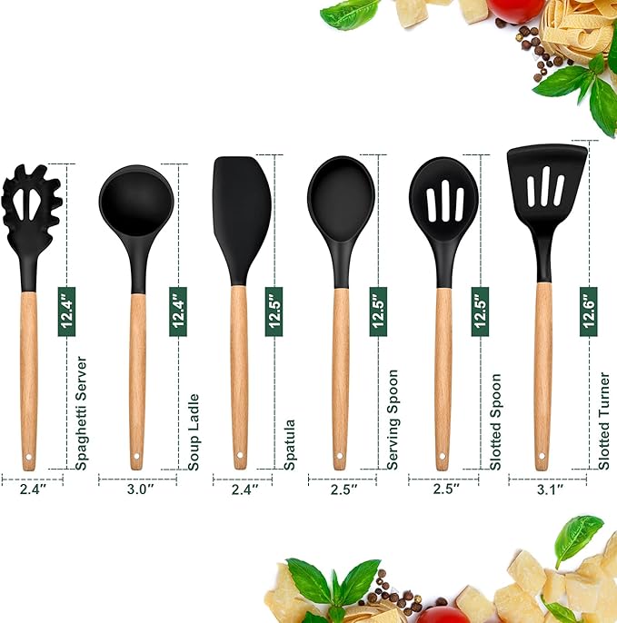 E-far Cooking Utensils Set of 6, Silicone Kitchen Utensils - Image 2
